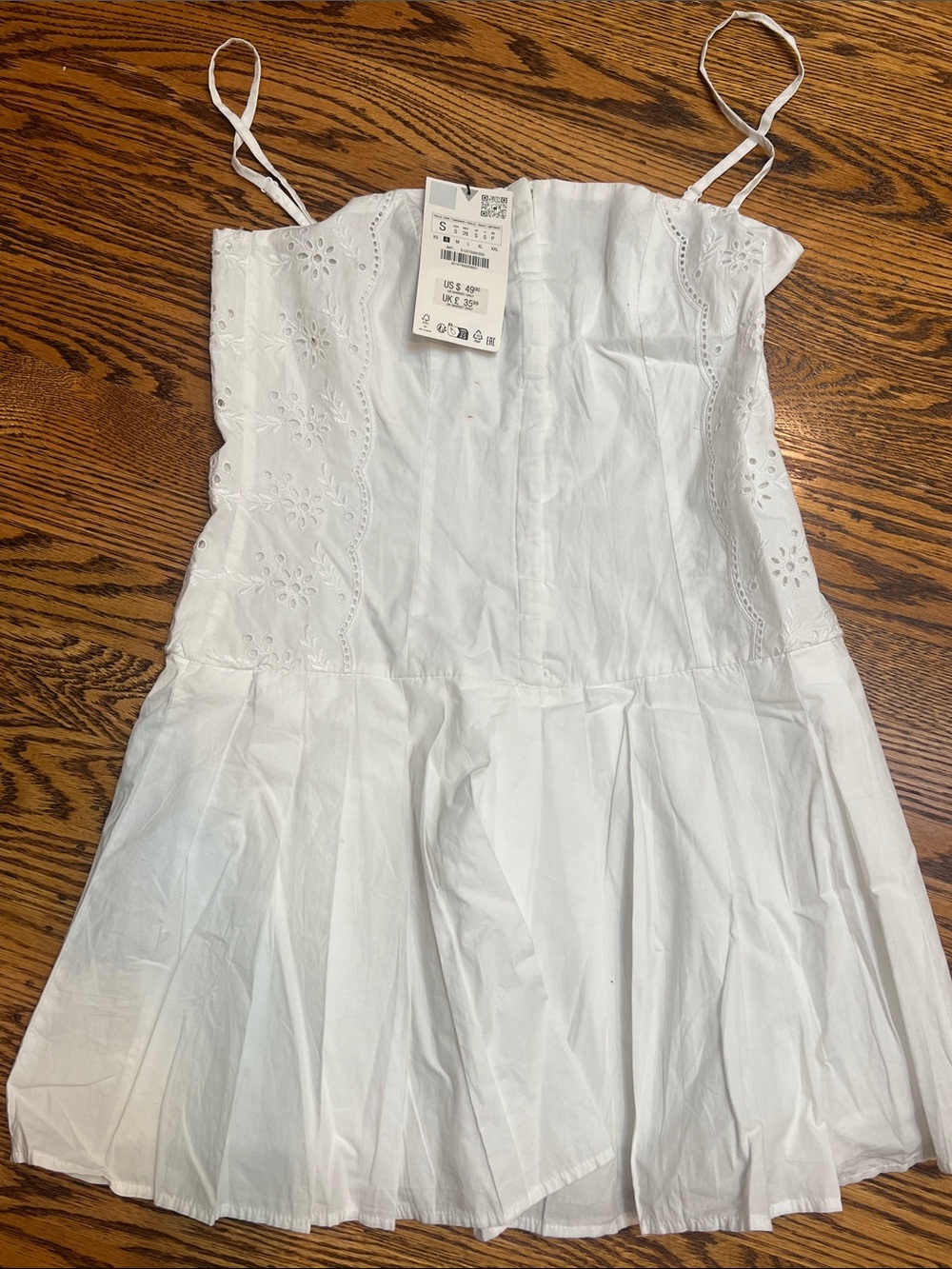 Zara White Eyelet Spaghetti Strap Sundress